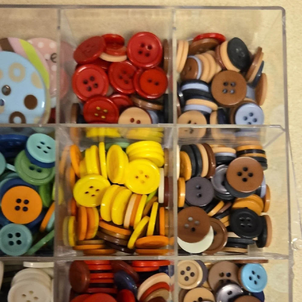 Multi-Color Button Lot With Storage Container